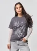 Camiseta Oversized Preta Lavada Passarinhos