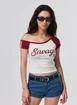 Mini Tee Decote Canoa Raglan Savage