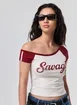 Mini Tee Decote Canoa Raglan Savage