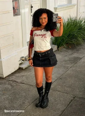 Mini Tee Decote Canoa Raglan Savage