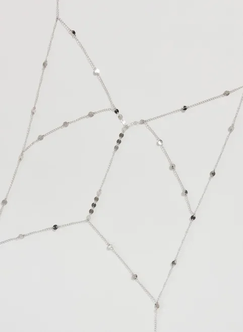 Top De Corrente Prateado Bolinhas