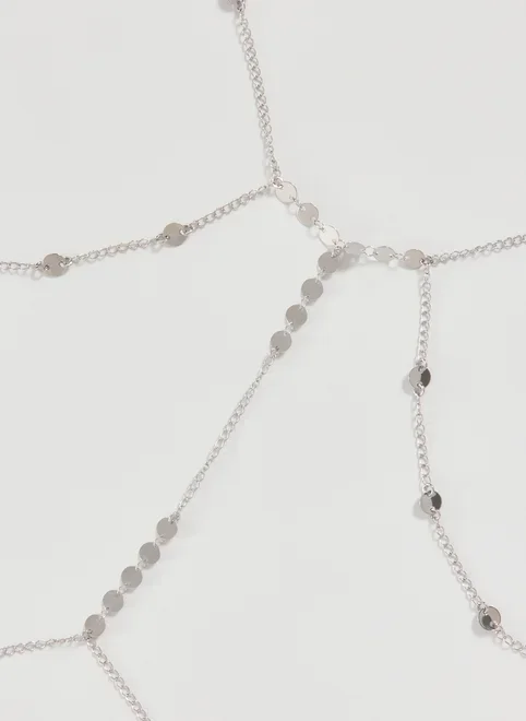 Top De Corrente Prateado Bolinhas