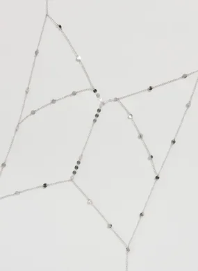 Top De Corrente Prateado Bolinhas