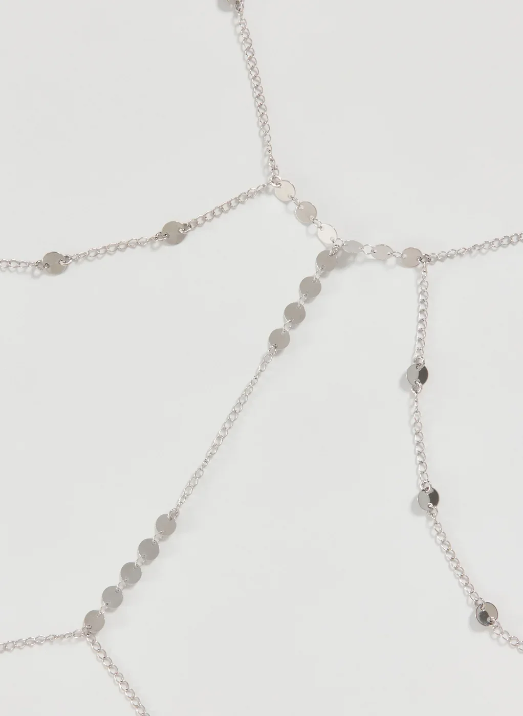 Top De Corrente Prateado Bolinhas