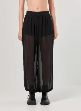 Calça Aladim Preta Em Chiffon