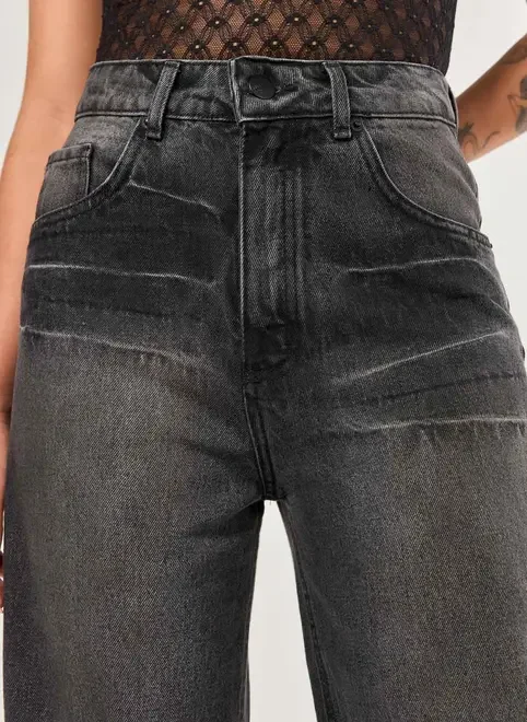 Calça Wide Leg Jeans Black