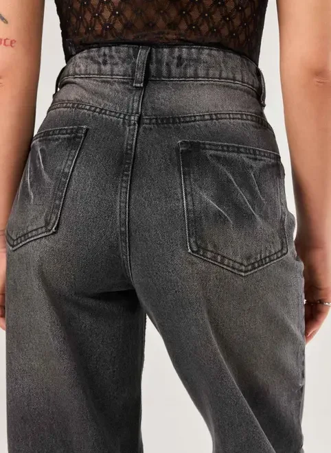 Calça Wide Leg Jeans Black