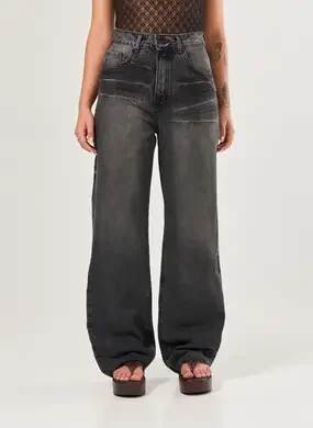 Calça Wide Leg Jeans Black