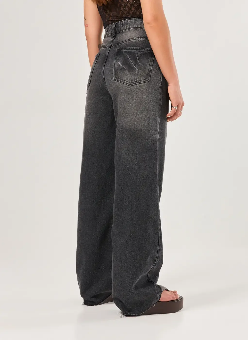 Calça Wide Leg Jeans Black