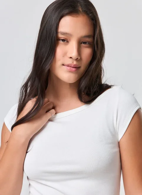 Blusa Canelada Manga Curta