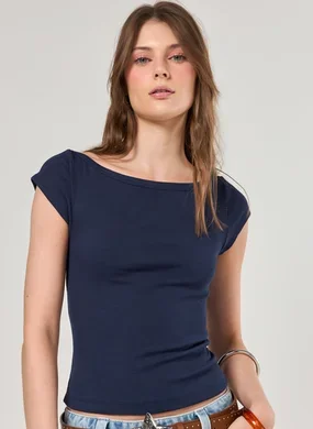 Blusa Canelada Manga Curta