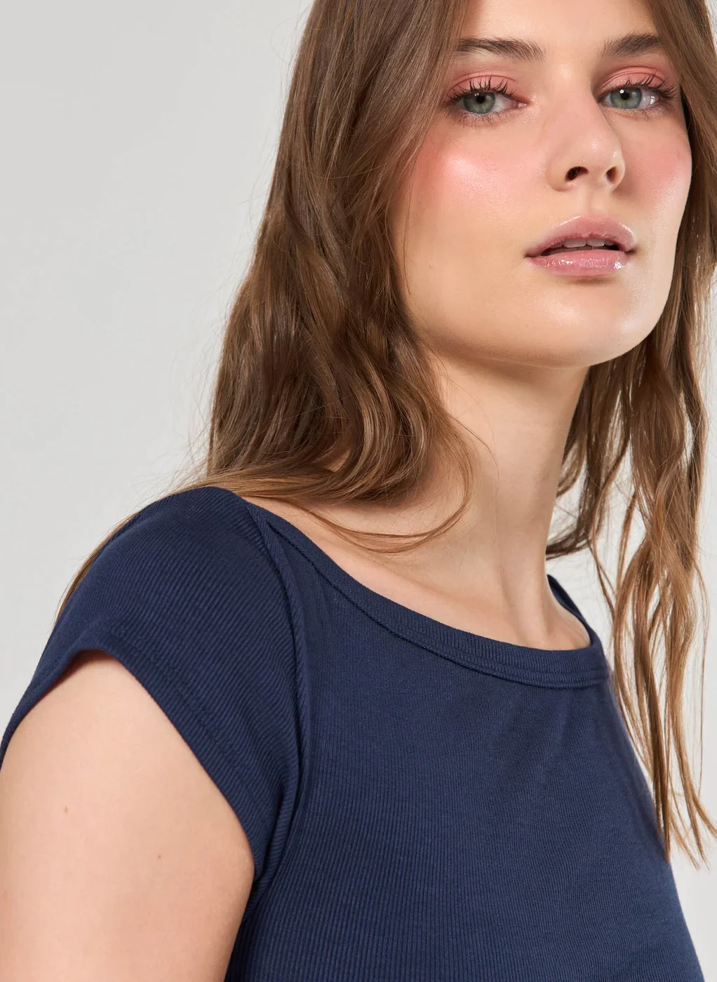 Blusa Canelada Manga Curta