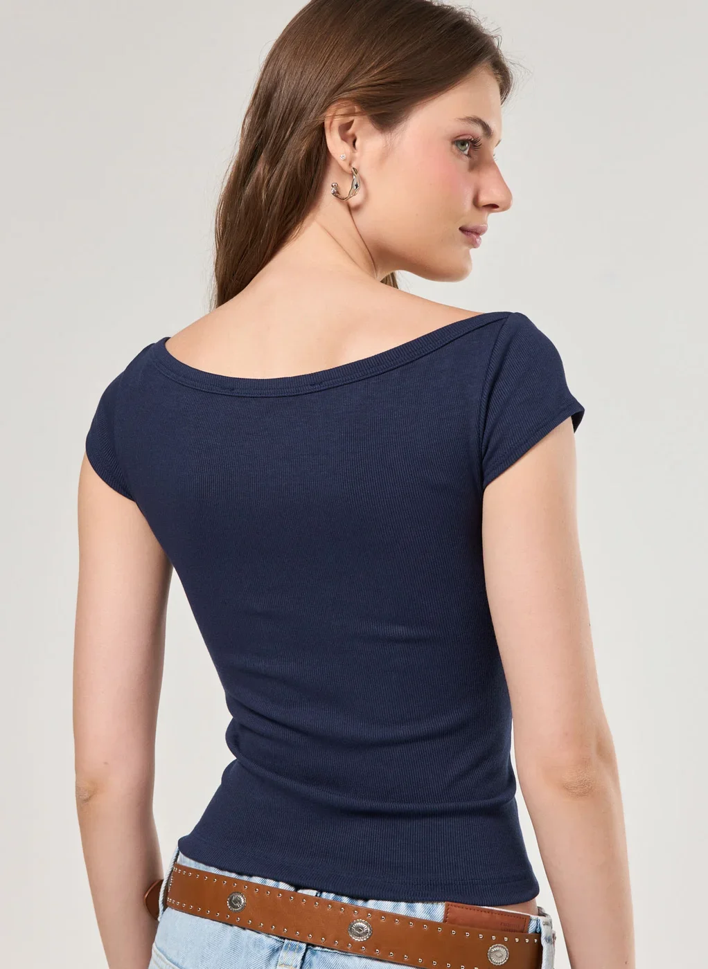 Blusa Canelada Manga Curta