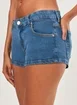 Micro Short Cintura Baixa Jeans Médio