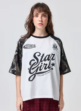 Camiseta Box Raglan Off‑White Camuflada