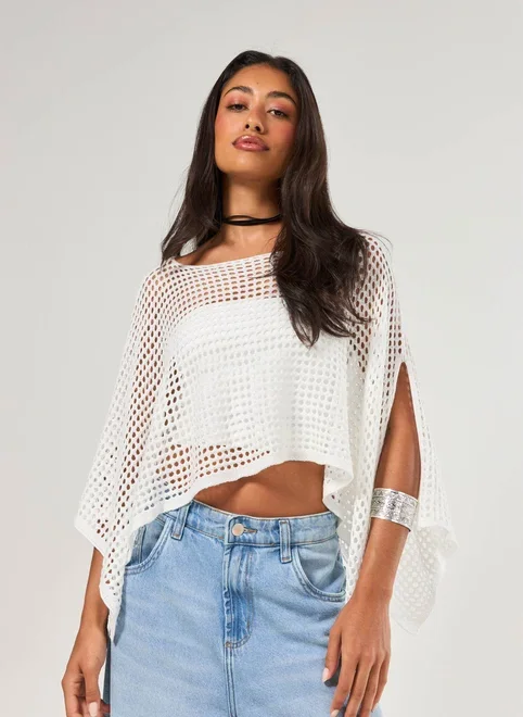 Sobreposição Em Crochê Off-White