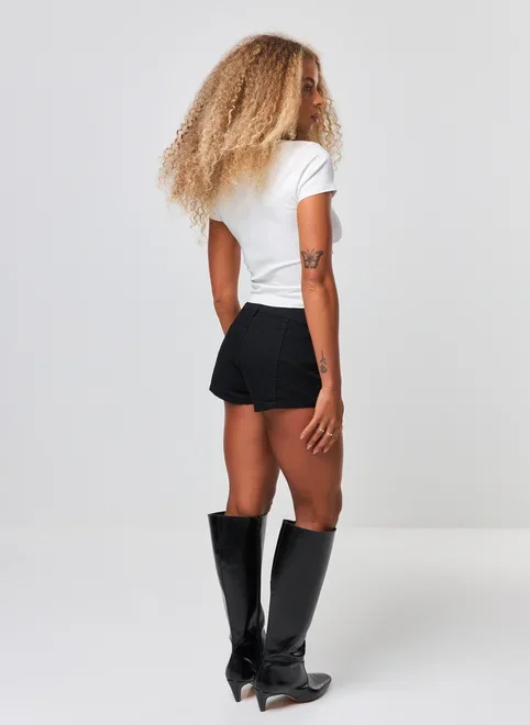 Blusa Bengaline Off‑White Zíper Frontal