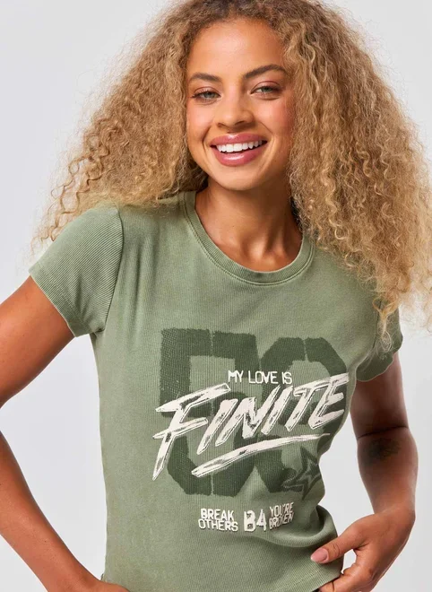 Mini Tee Canelada Verde Lavada Finite