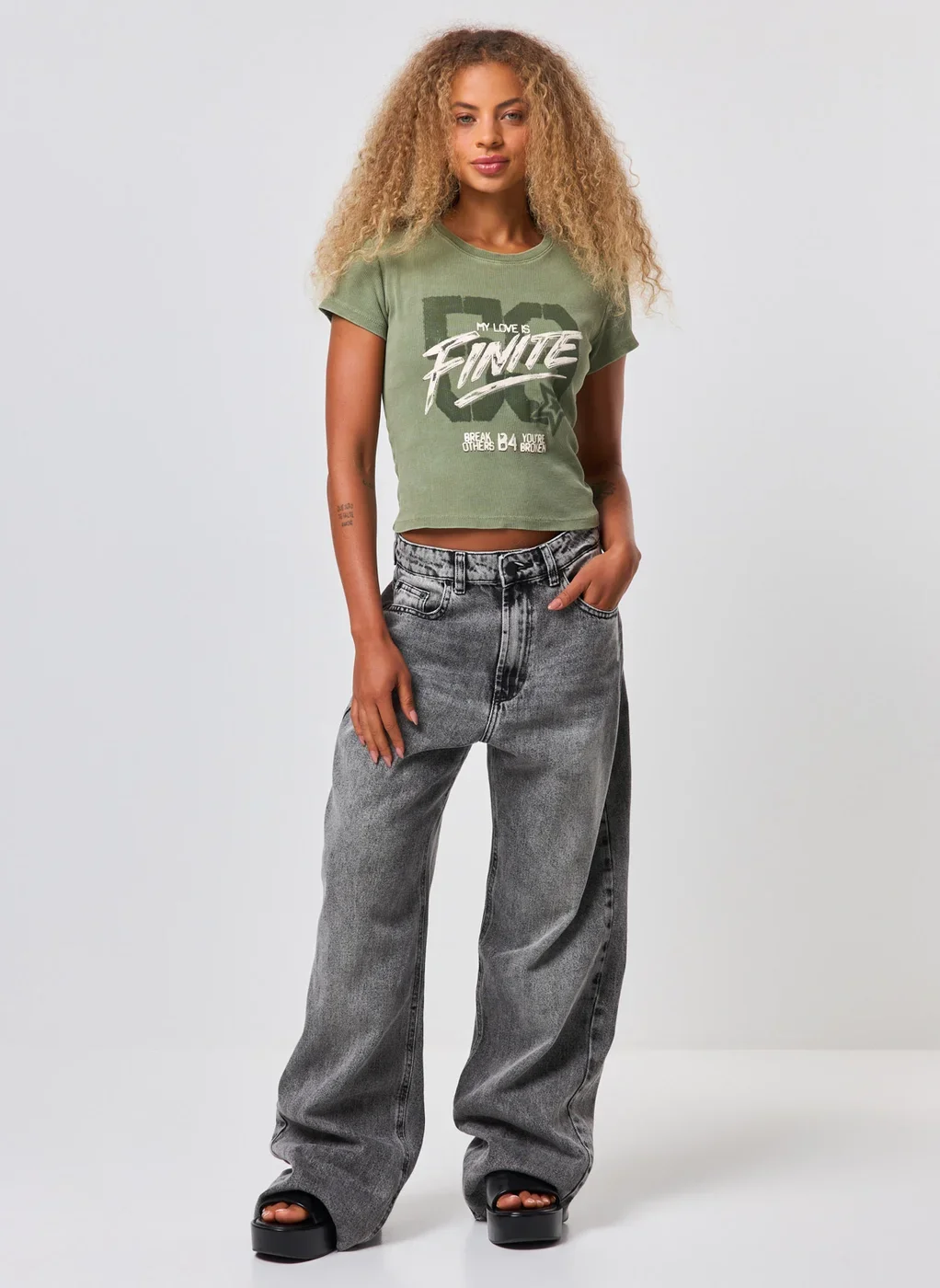 Mini Tee Canelada Verde Lavada Finite