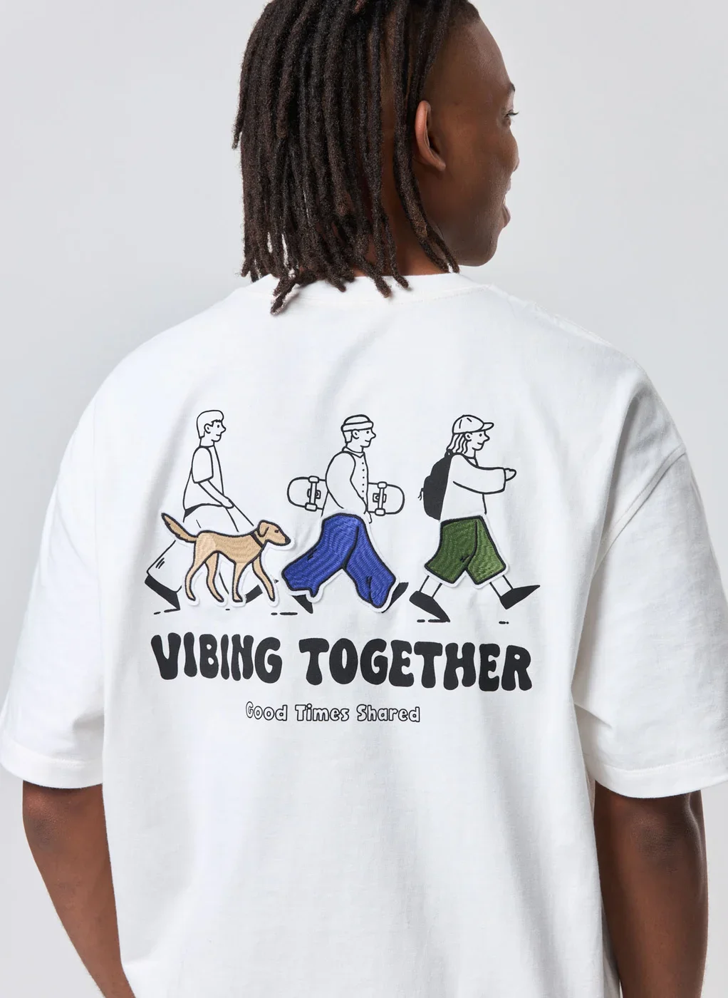 Camiseta Box Malhão Off‑White Bordado