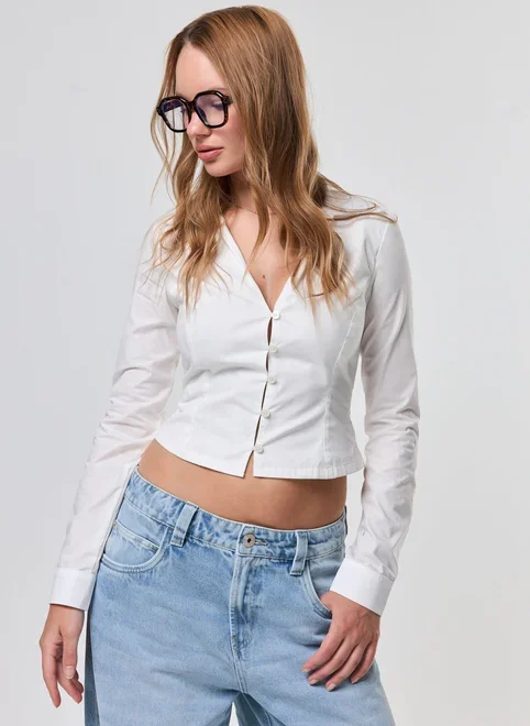 Camisa Off-White Manga Longa Justa