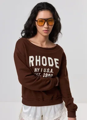 Moletom Marrom Decote Canoa Rhode