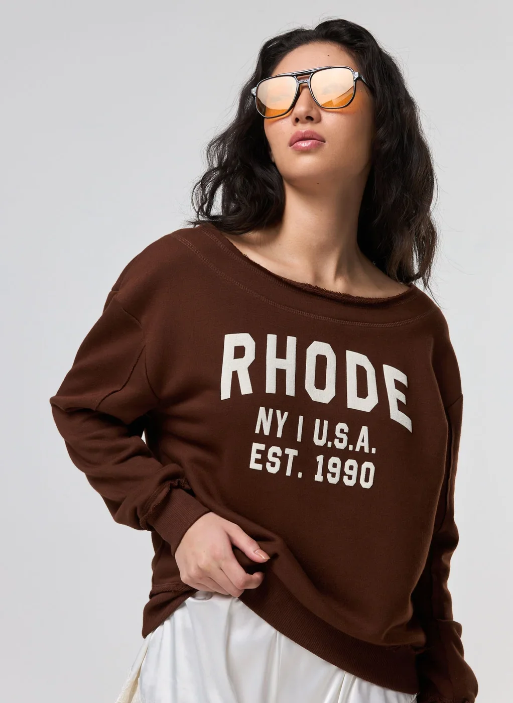 Moletom Marrom Decote Canoa Rhode