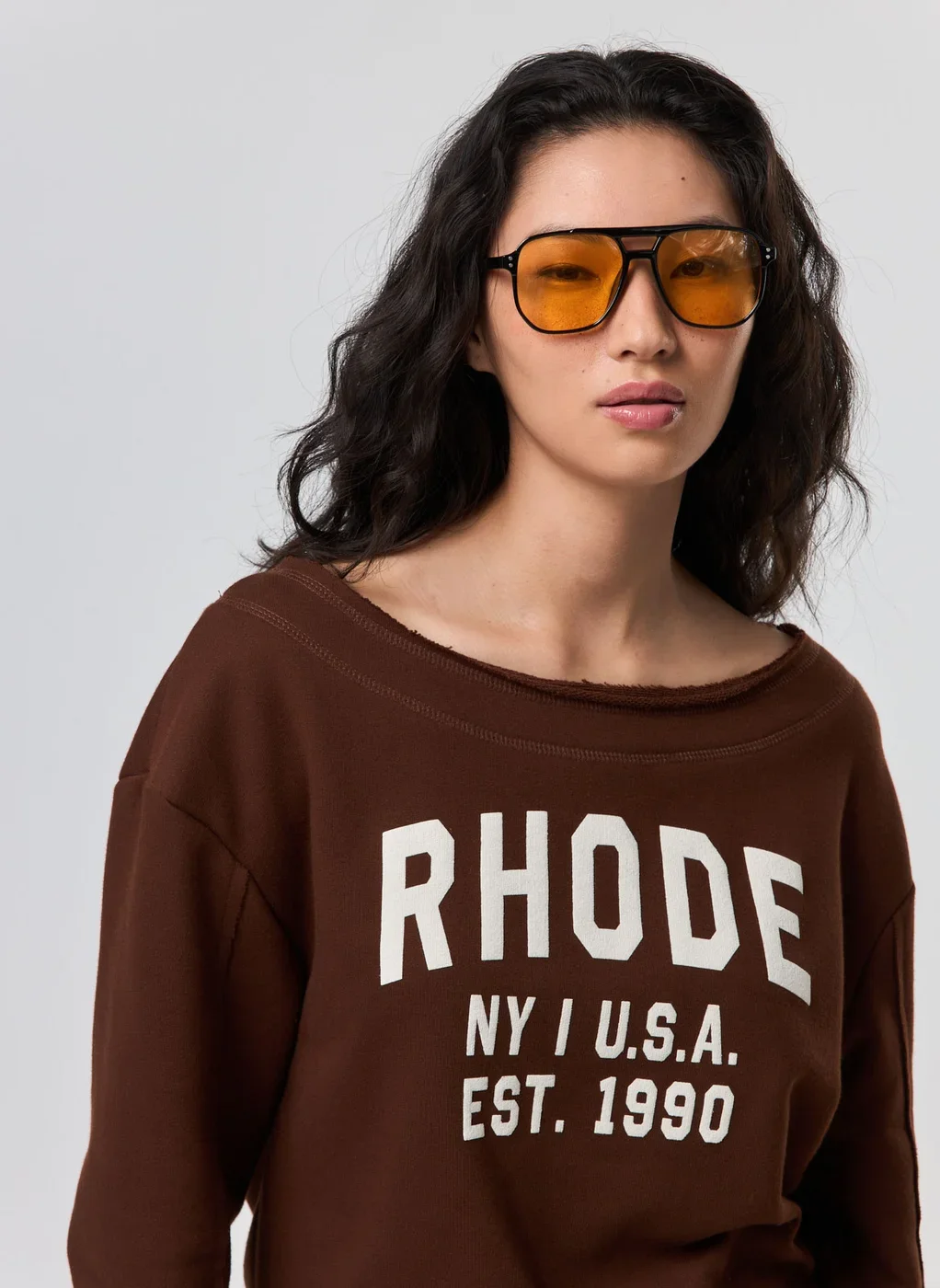 Moletom Marrom Decote Canoa Rhode