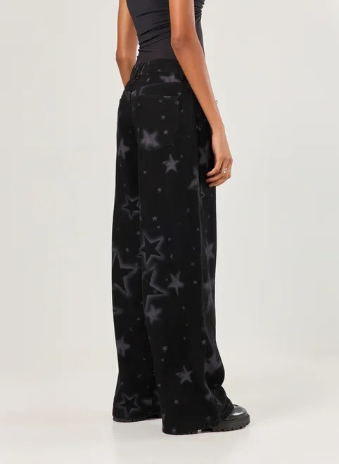 Calça Jeans Boy Cintura Baixa Estrelas