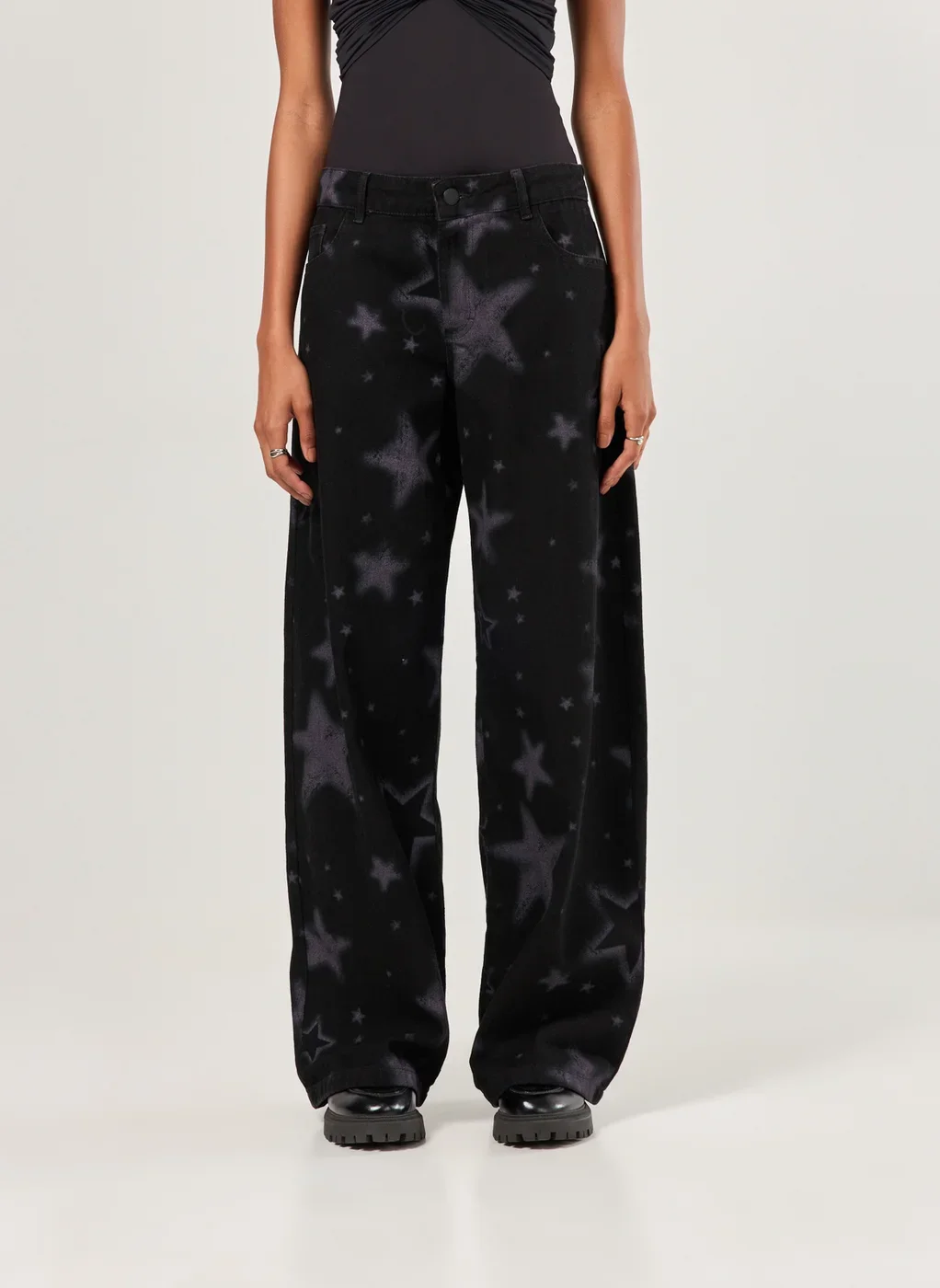 Calça Jeans Boy Cintura Baixa Estrelas