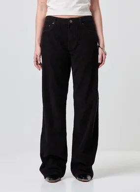 Calça Wide Leg Cintura Baixa Cotelê