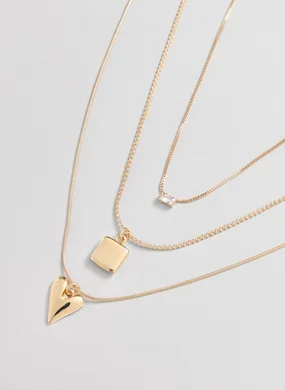 Conjunto 3 Colares Dourados Brilho