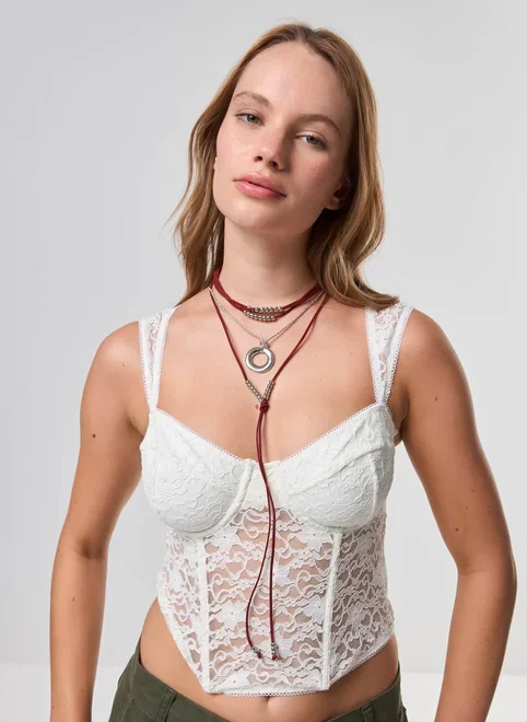 Conjunto 2 Colares Suede Bordô E Prateado