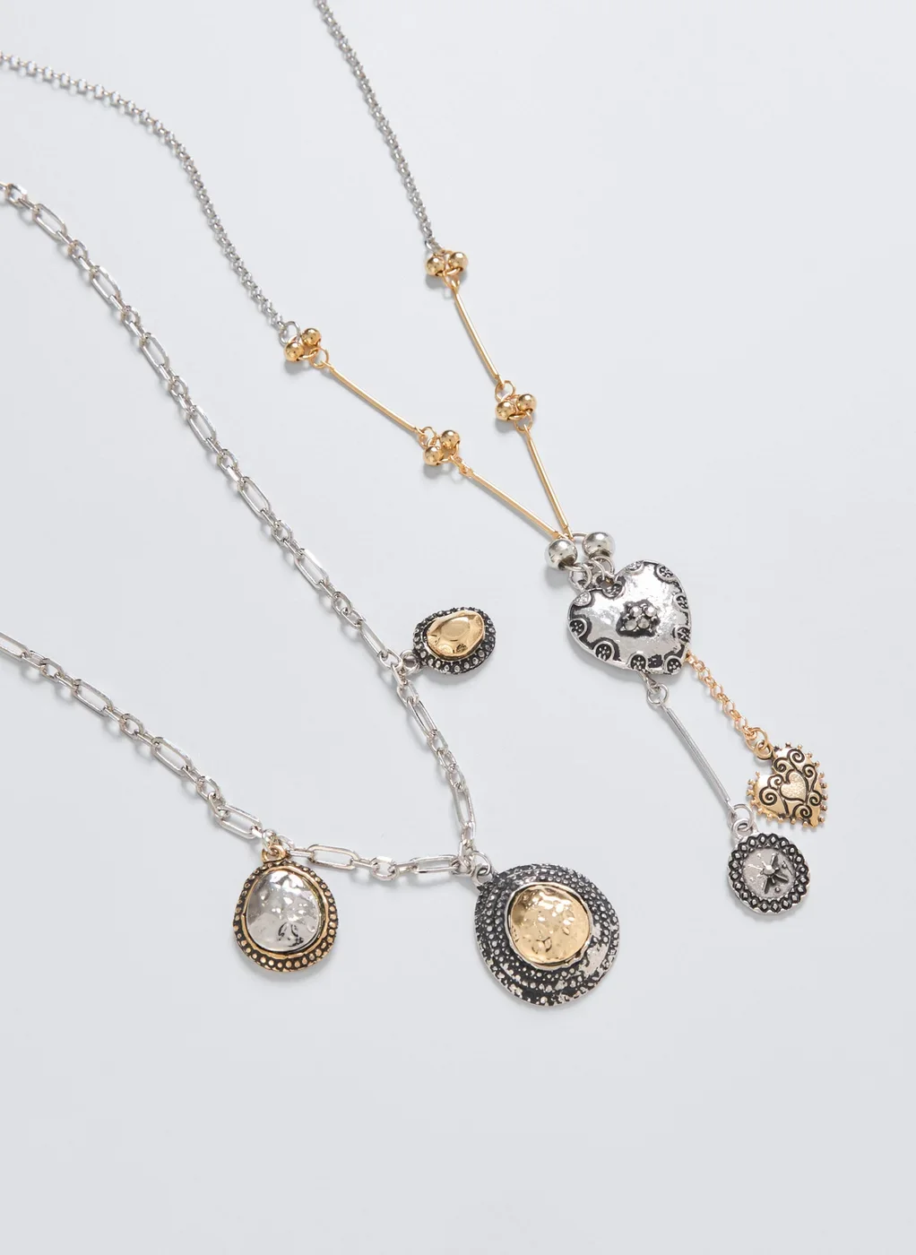 Conjunto 2 Colares Mix Prateado E Dourado