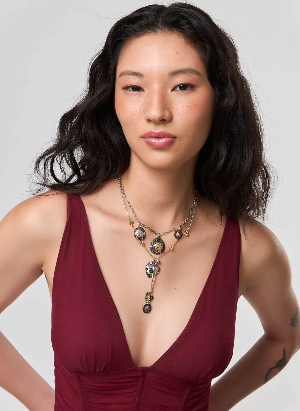 Conjunto 2 Colares Mix Prateado E Dourado