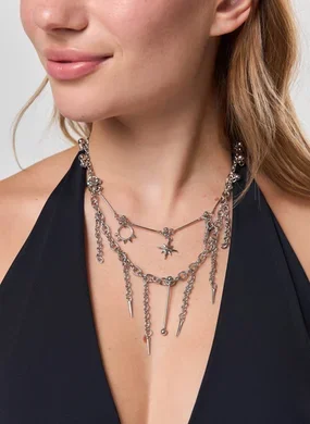 Conjunto 2 Colares Prateados Piercings