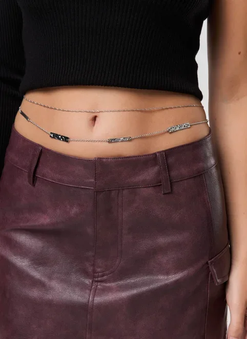 Conjunto 2 Bellychains Prateadas Plaquinhas