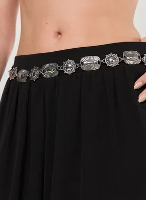 Body Chain Prateada Medalhas Boho