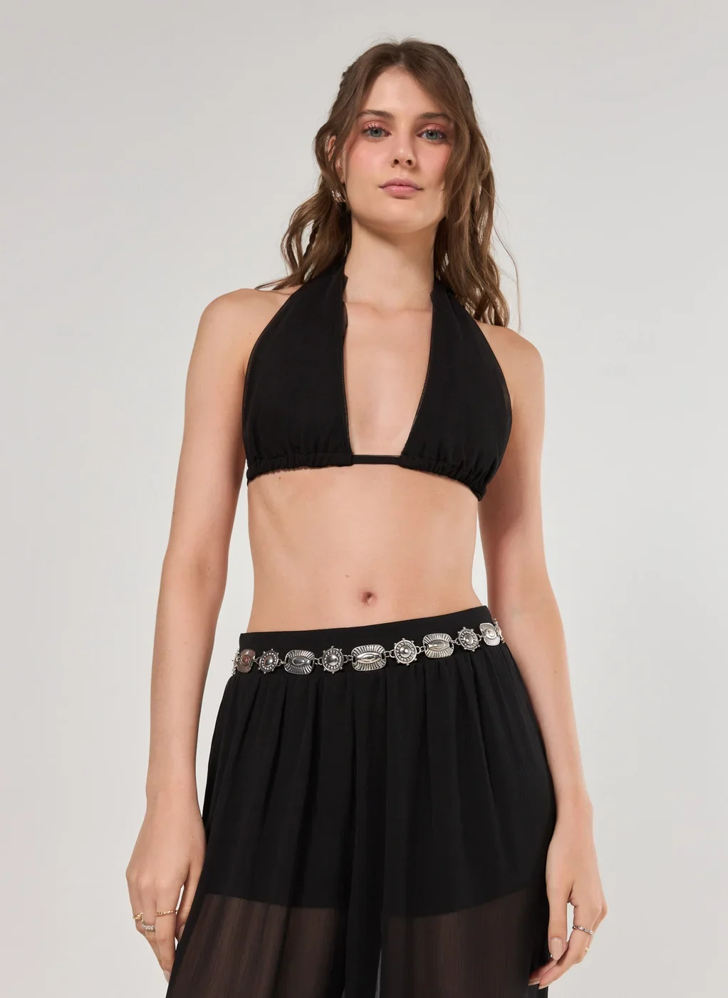 Body Chain Prateada Medalhas Boho