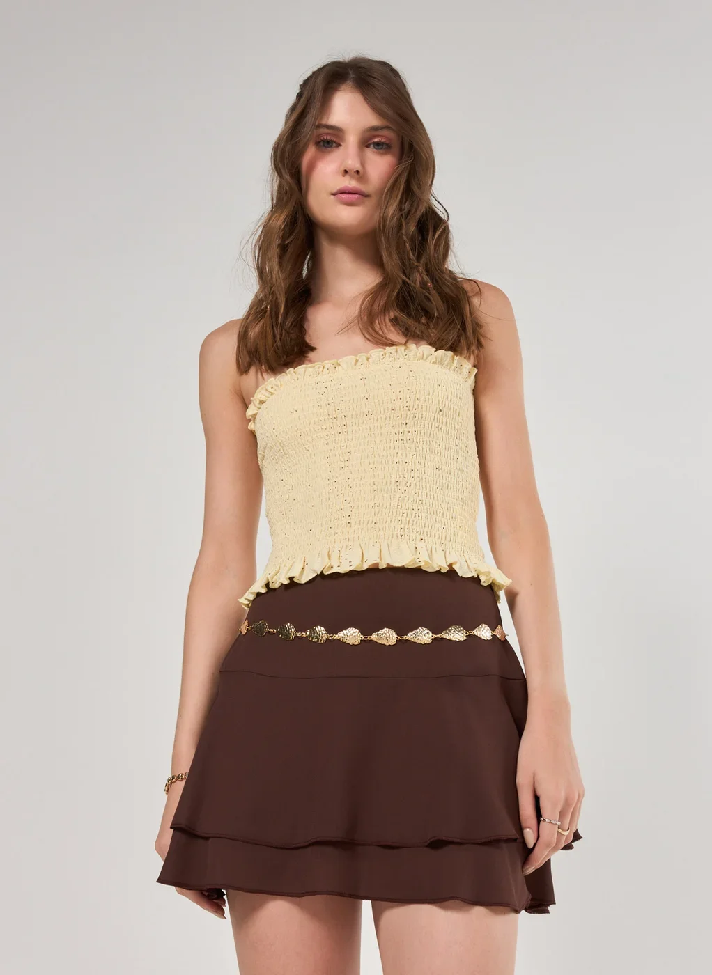 Cinto Body Chain Dourado Martelado