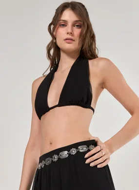 Top Tule Preto Frente Única