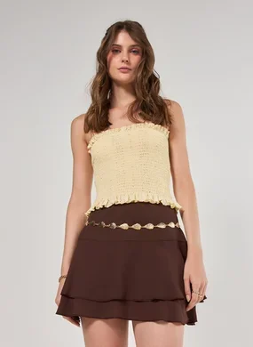 Saia Curta Babados Chiffon