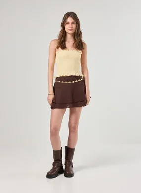 Saia Curta Babados Chiffon