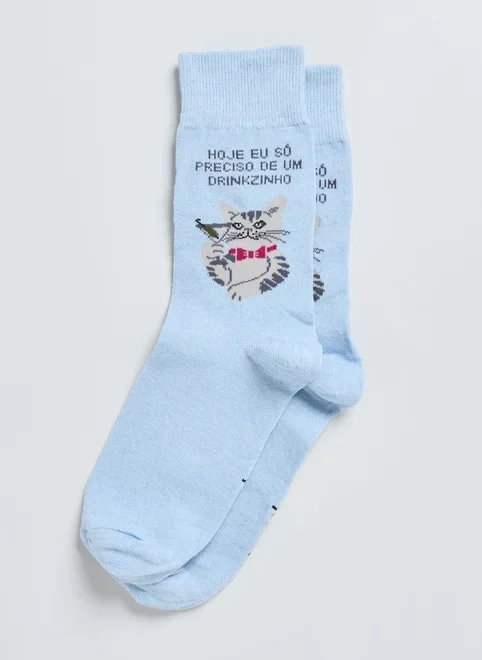 Meia Azul Gato Drinkzinho
