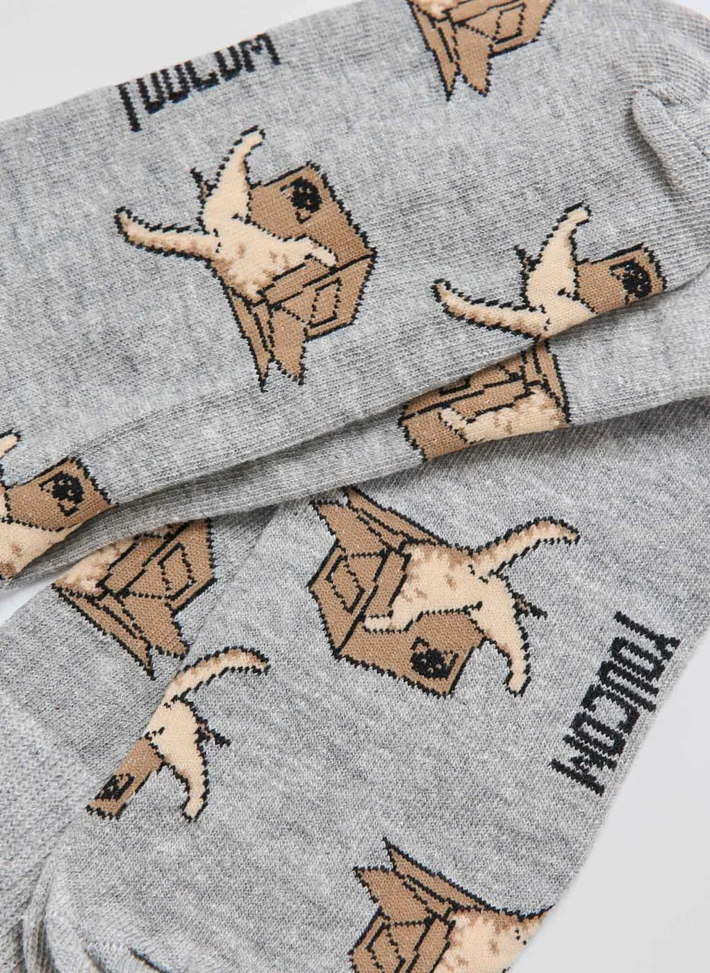 Meia Cinza Gato Na Caixa