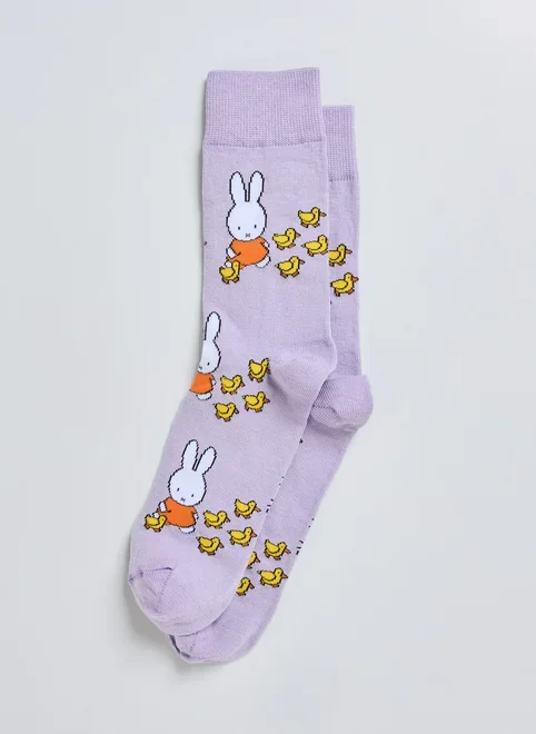 Meia Lilás Miffy com Patinhos