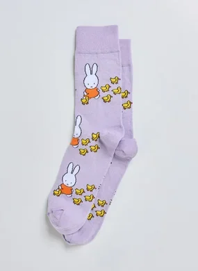 Meia Lilás Miffy com Patinhos