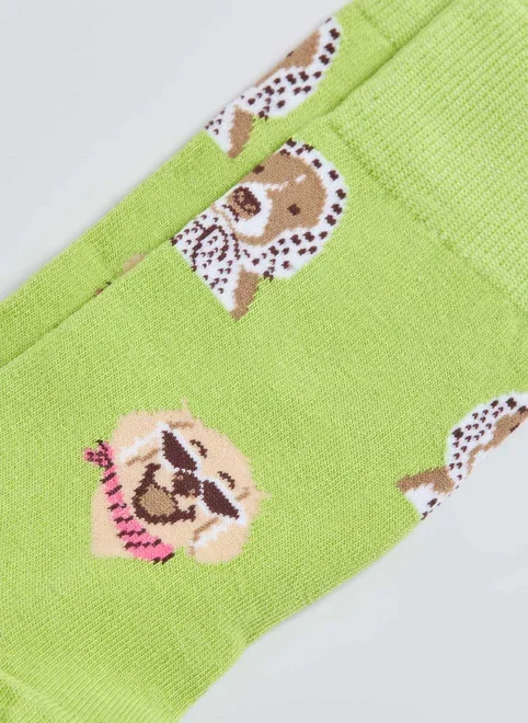 Meia Verde Cachorrinhos