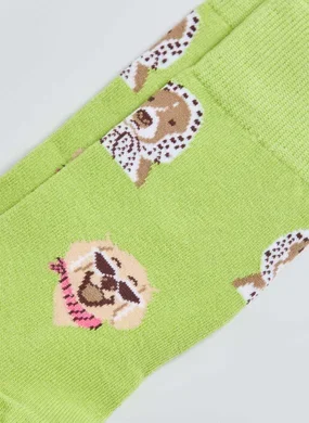 Meia Verde Cachorrinhos