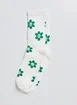 Meia Off-White Florzinhas Verdes